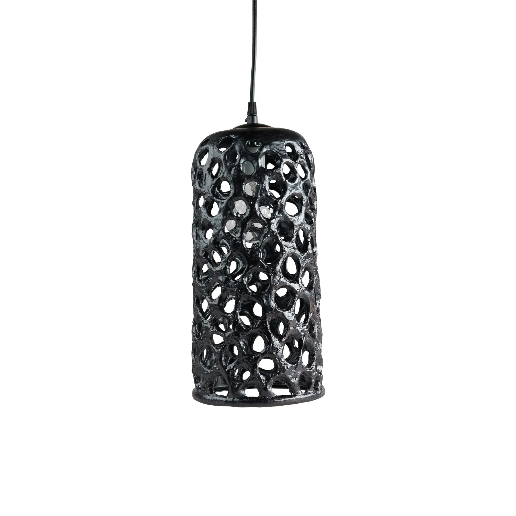 Large Cylinder Hanging Lantern in Black