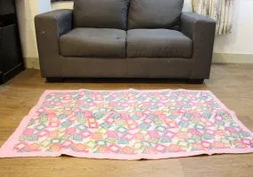 Light Pink with Diamond Pattern Printed Felt Floor Mat