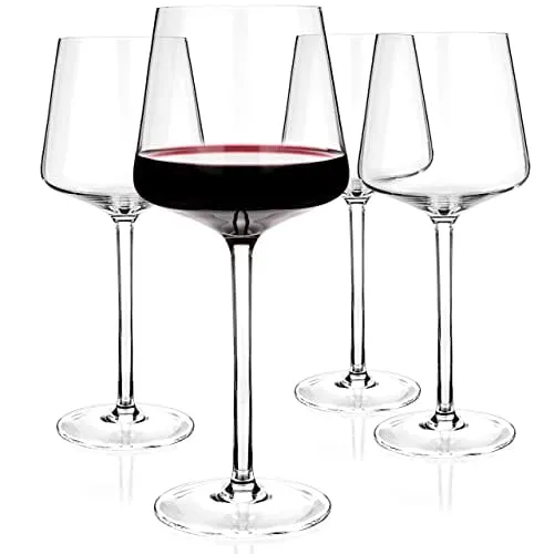 Luxbe - Crystal Wine Glasses 20.5-ounce, Set of 4 - Red or White Wine Large Glasses - Pinot Noir - Burgundy - Bordeaux - 600ml