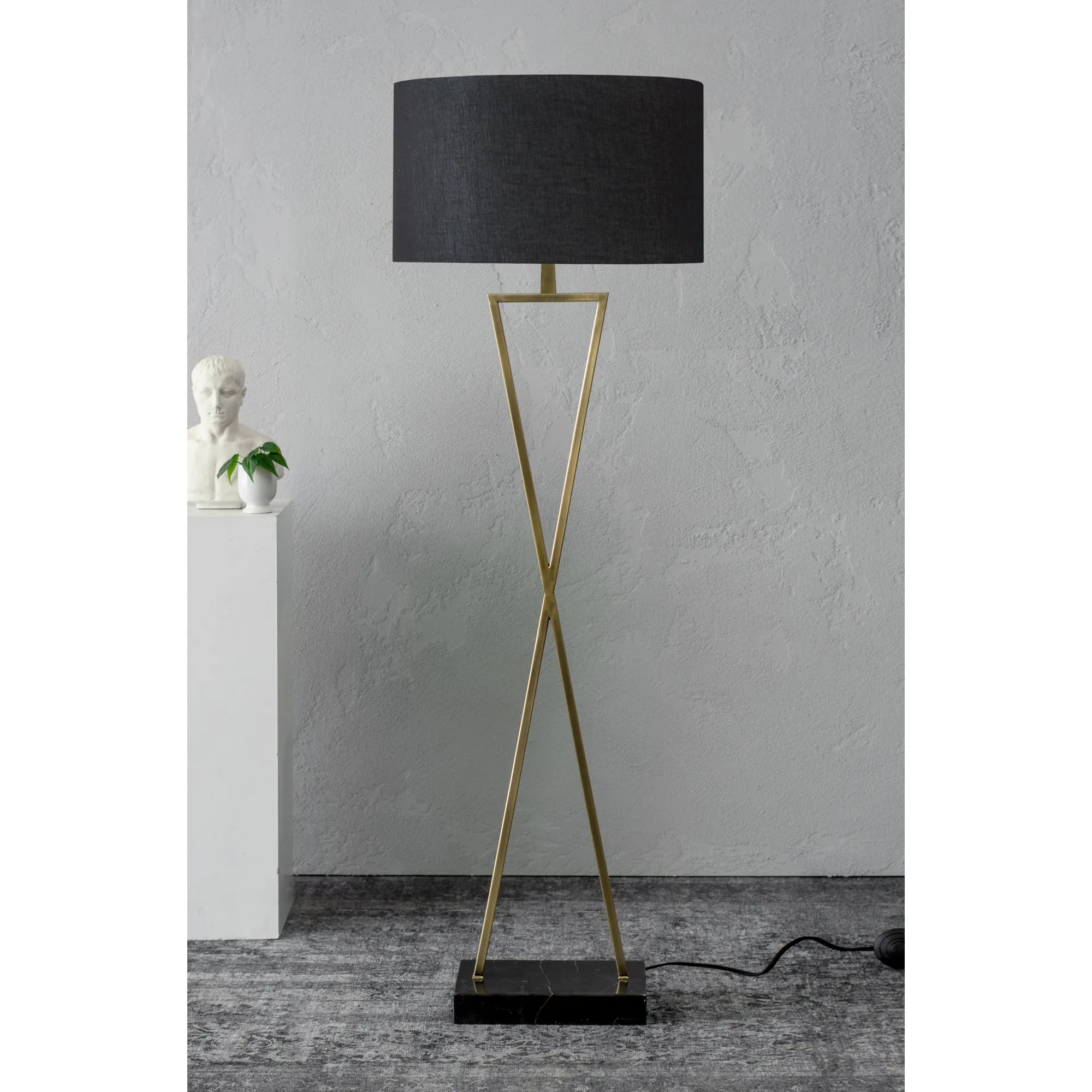 Marta Antique Brushed Plate Floor Lamp