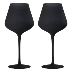 Matte Black Crystal Wine Glass - Set of 2