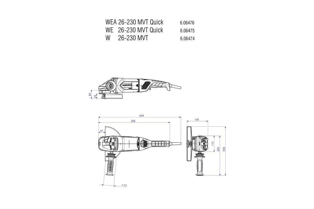 Metabo W 26-230 MVT (606474000) Angle Grinder