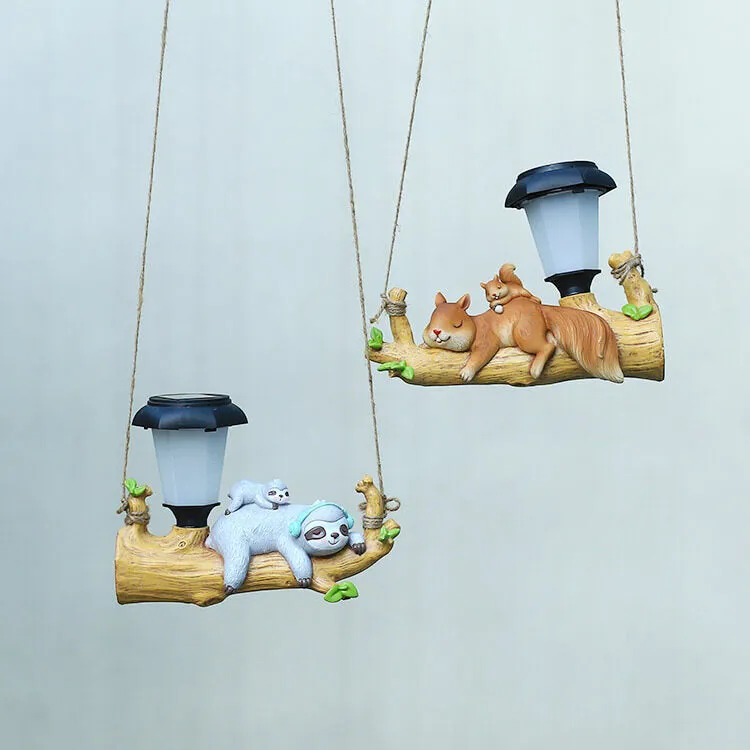 Modern Creative Cartoon Animal Resin Solar Decorative LED Outdoor Hanging Light