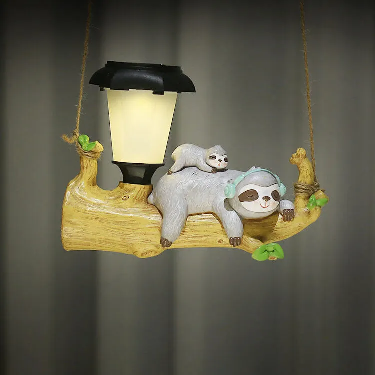 Modern Creative Cartoon Animal Resin Solar Decorative LED Outdoor Hanging Light