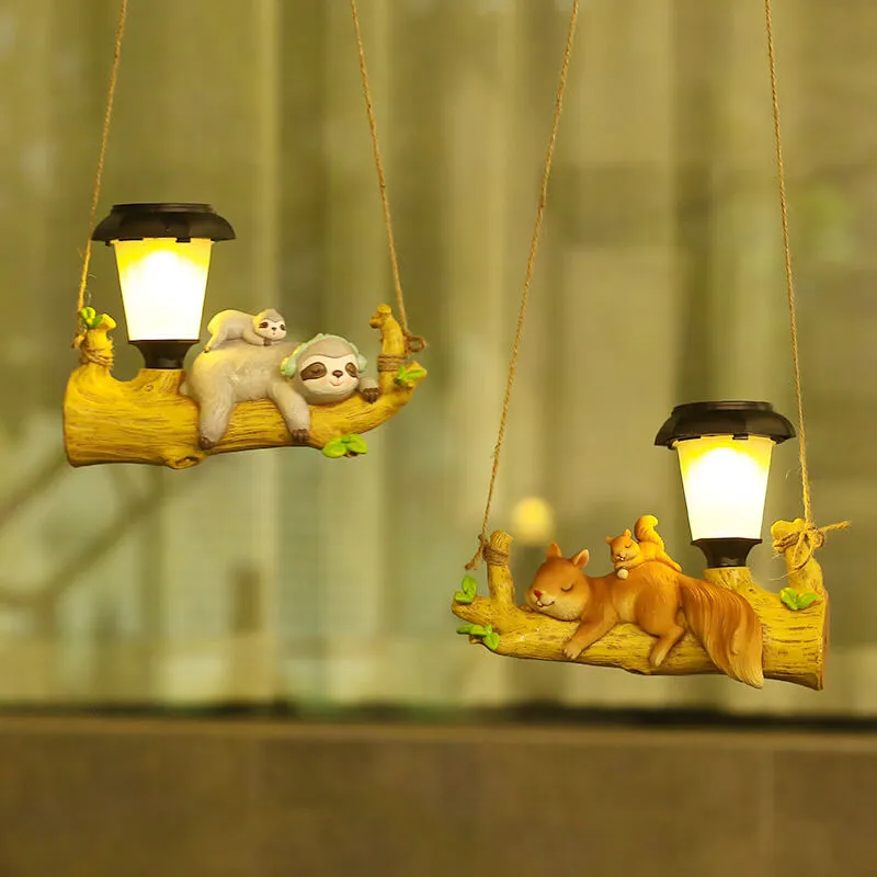 Modern Creative Cartoon Animal Resin Solar Decorative LED Outdoor Hanging Light