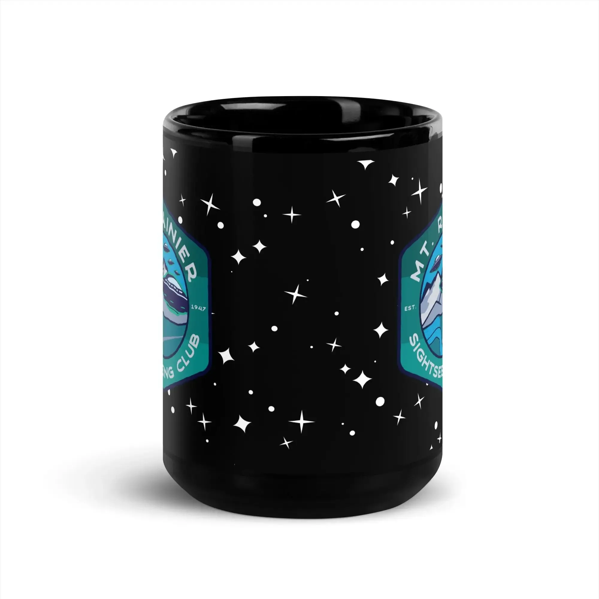 Mount Rainier Sightseeing Black Glossy Mug