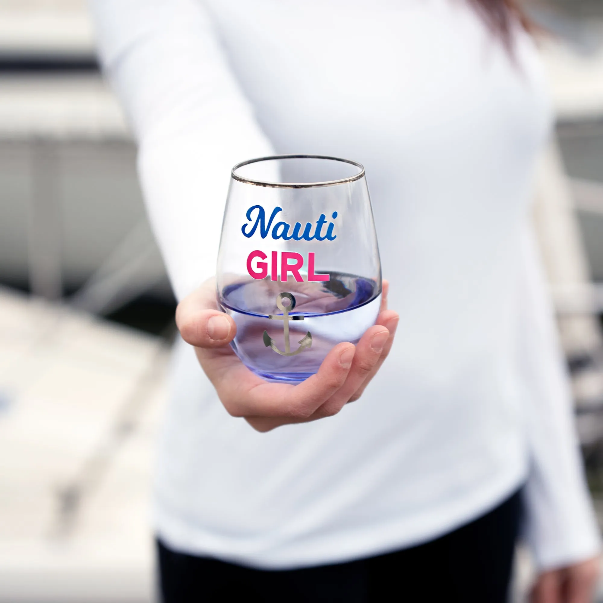 Nauti Girl 18 oz Stemless Wine Glass