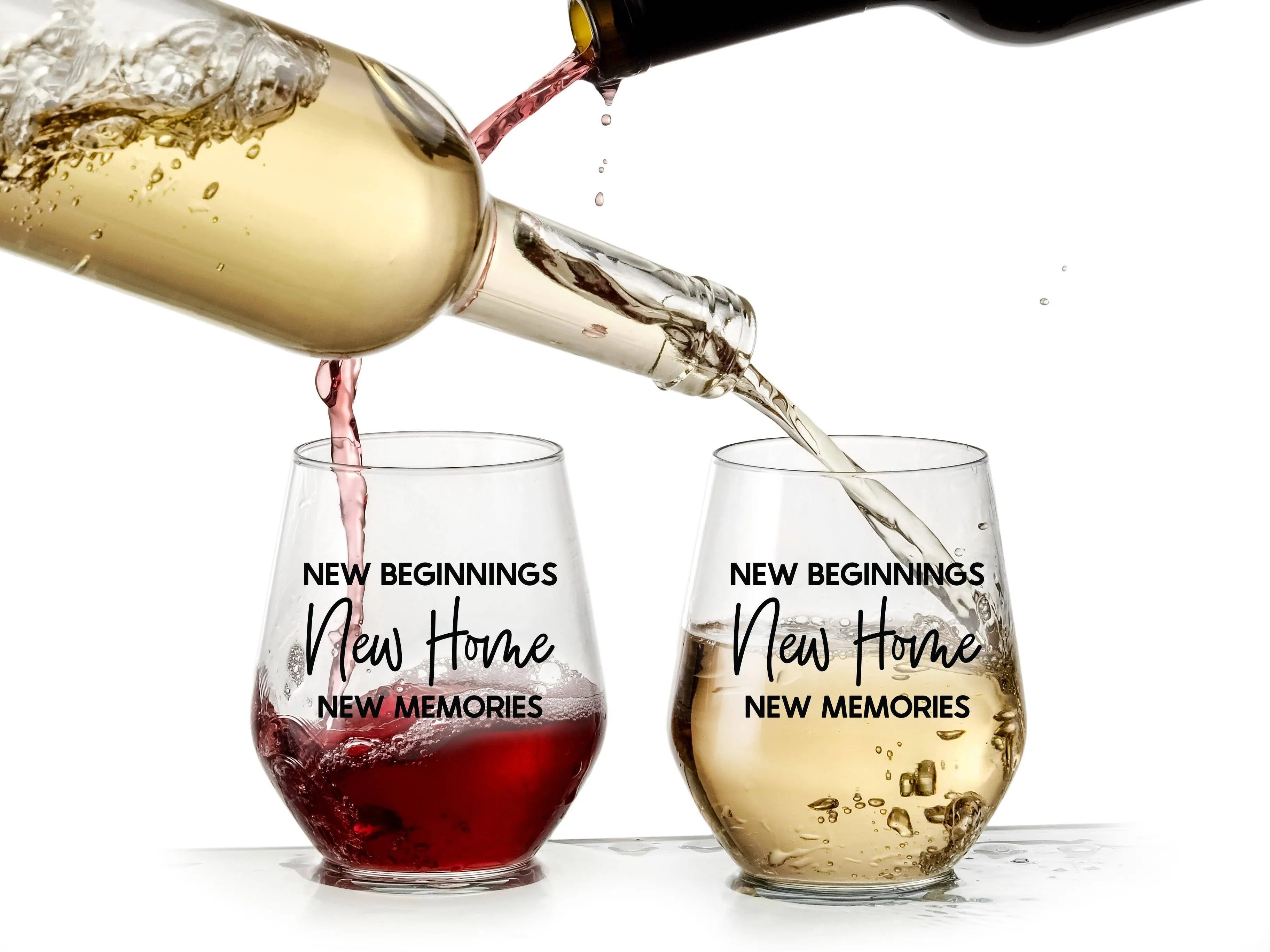 New Beginnings New Home New Memories - Wine Glass