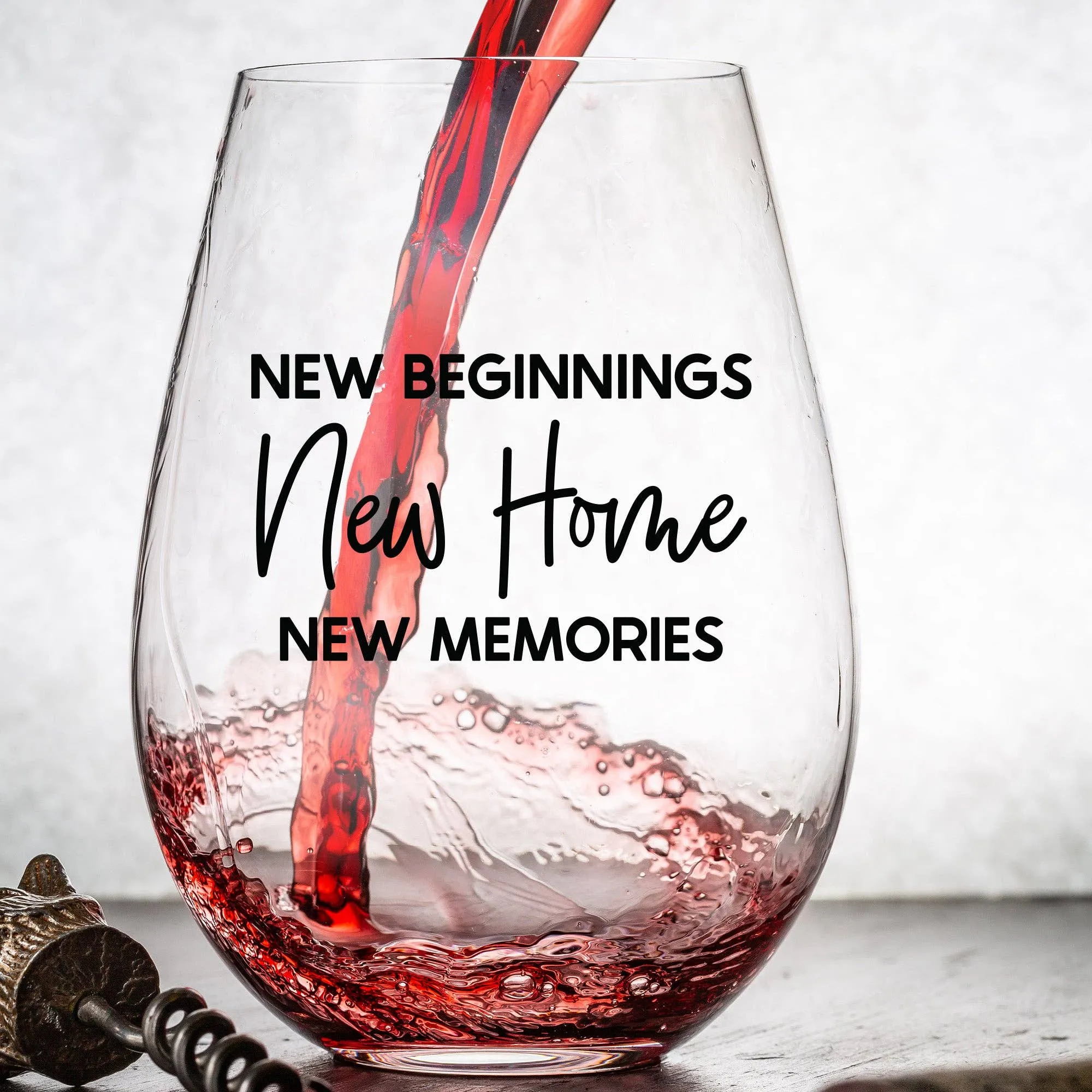 New Beginnings New Home New Memories - Wine Glass