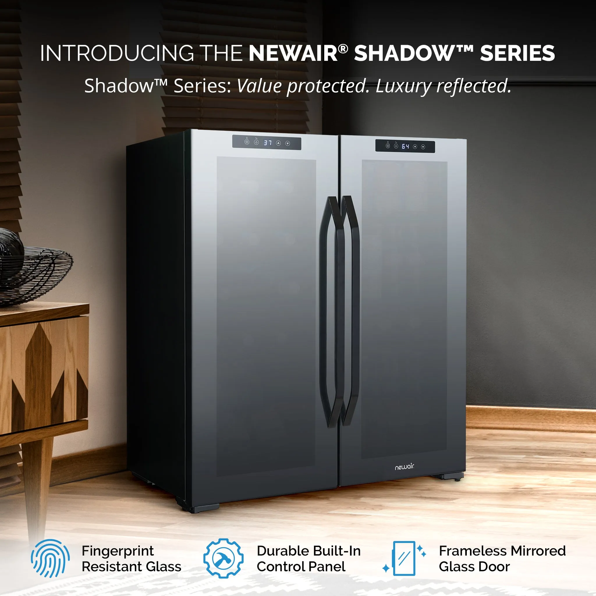 Newair® 59-Can, 18-Bottle Freestanding Dual Zone Beverage Fridge - 27.4"