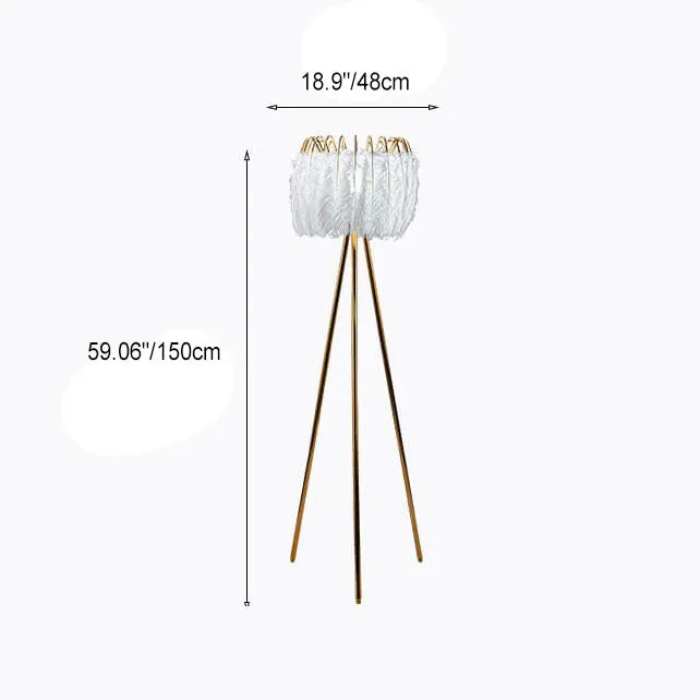 Nordic Light Luxury Feather Crown 1-Light Tripod Standing Floor Lamp