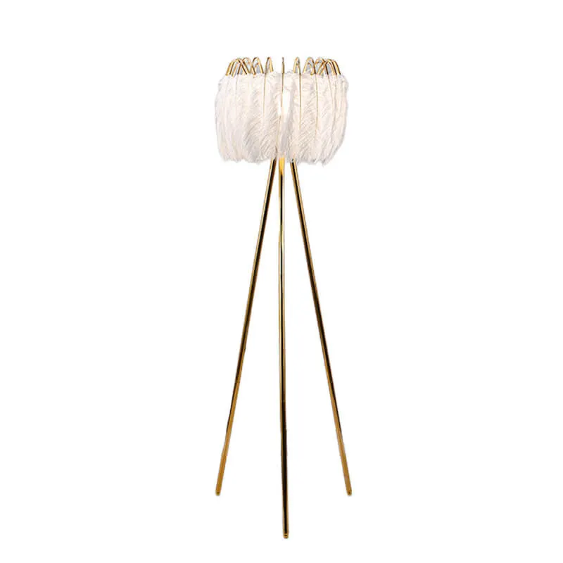 Nordic Light Luxury Feather Crown 1-Light Tripod Standing Floor Lamp