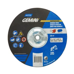 Norton 9 x 1/4 x 5/8 - 11 In. Gemini LF Grinding Wheel 24 R T27 10 Count