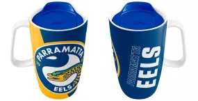 NRL Ceramic Travel Coffee Mug - Paramatta Eels - Drink Cup With Lid