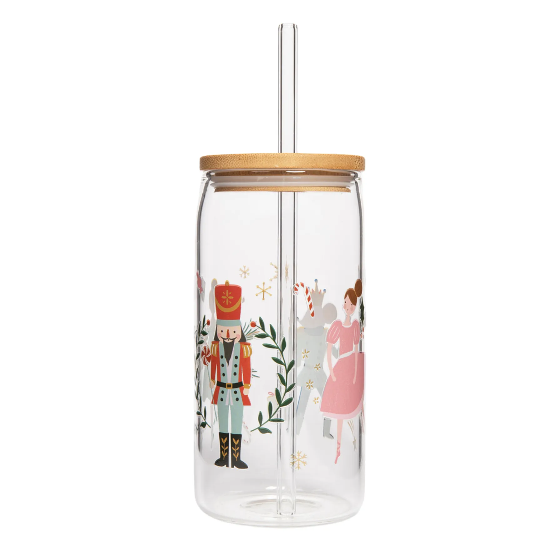 Nutcracker 17 oz Glass w/ Straw & Lid