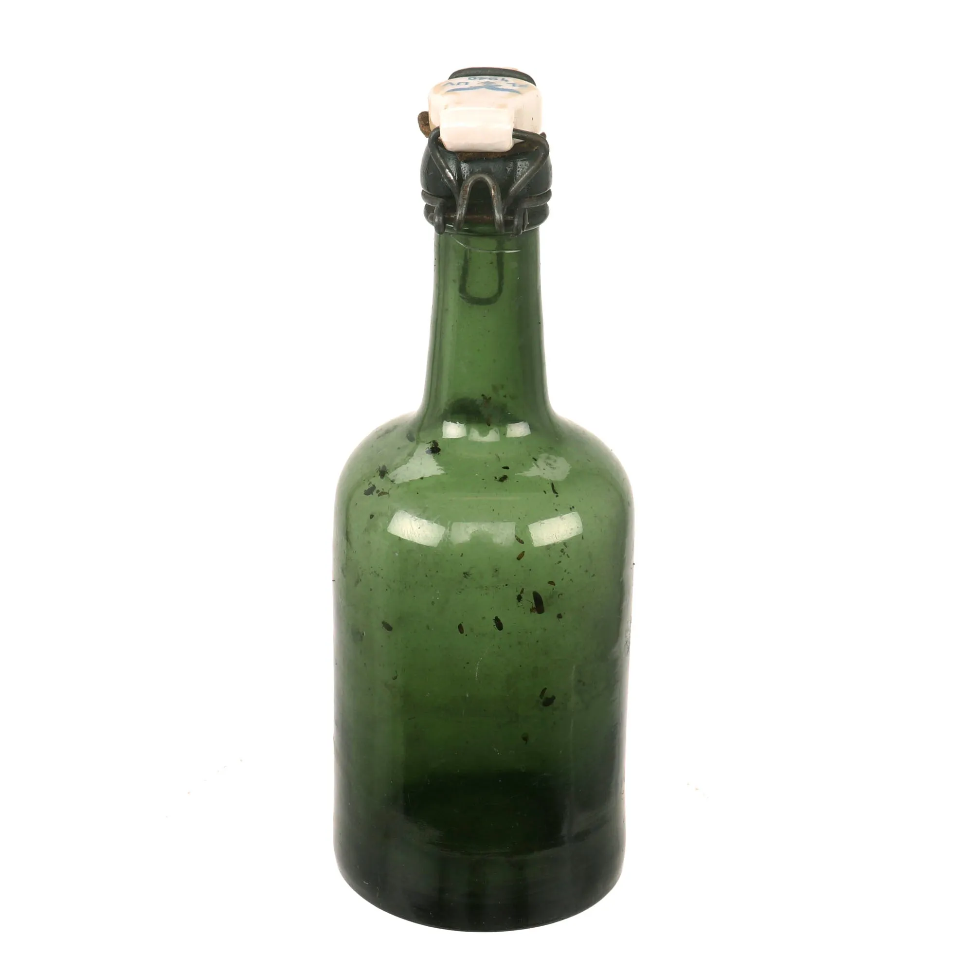 Original German WWII Luftwaffe FL UV Marked Green Glass Beer or Wine Bottle - dated 1940