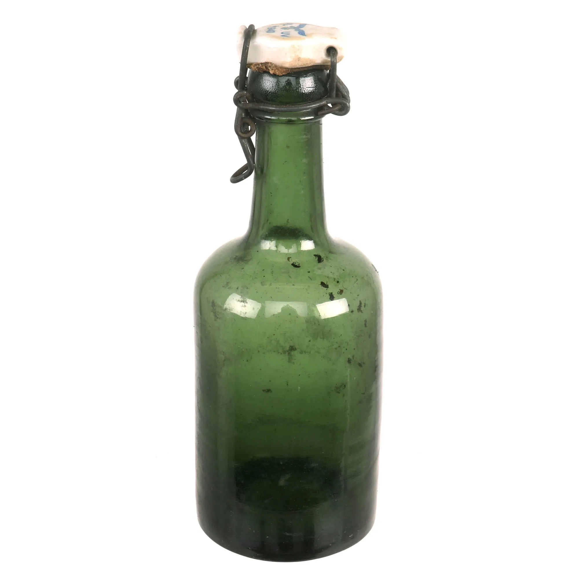 Original German WWII Luftwaffe FL UV Marked Green Glass Beer or Wine Bottle - dated 1940