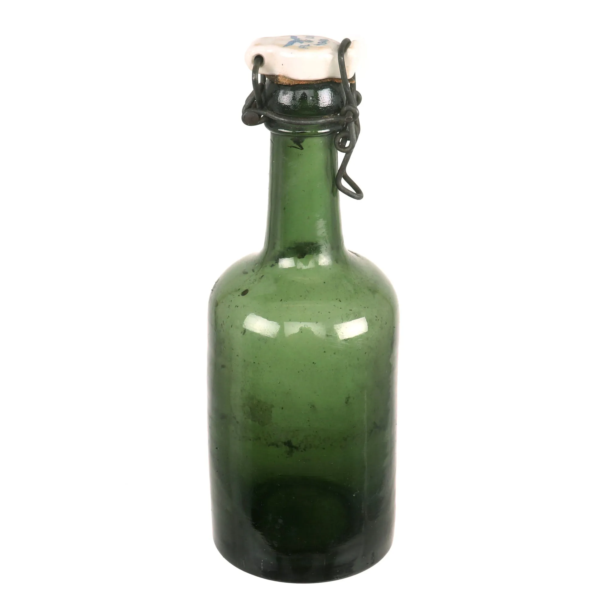 Original German WWII Luftwaffe FL UV Marked Green Glass Beer or Wine Bottle - dated 1940