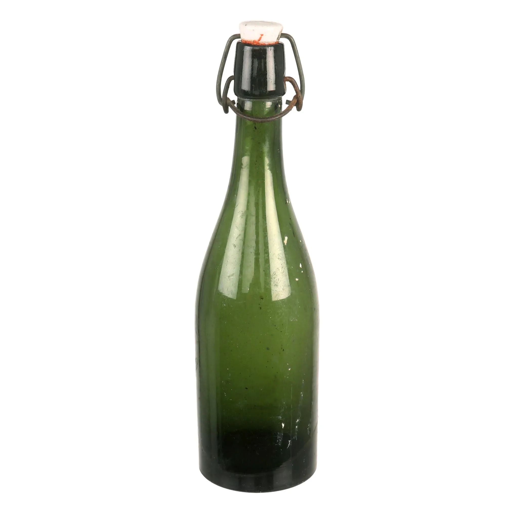 Original German WWII Luftwaffe FL UV Marked Green Glass Wine Bottle - dated 1944