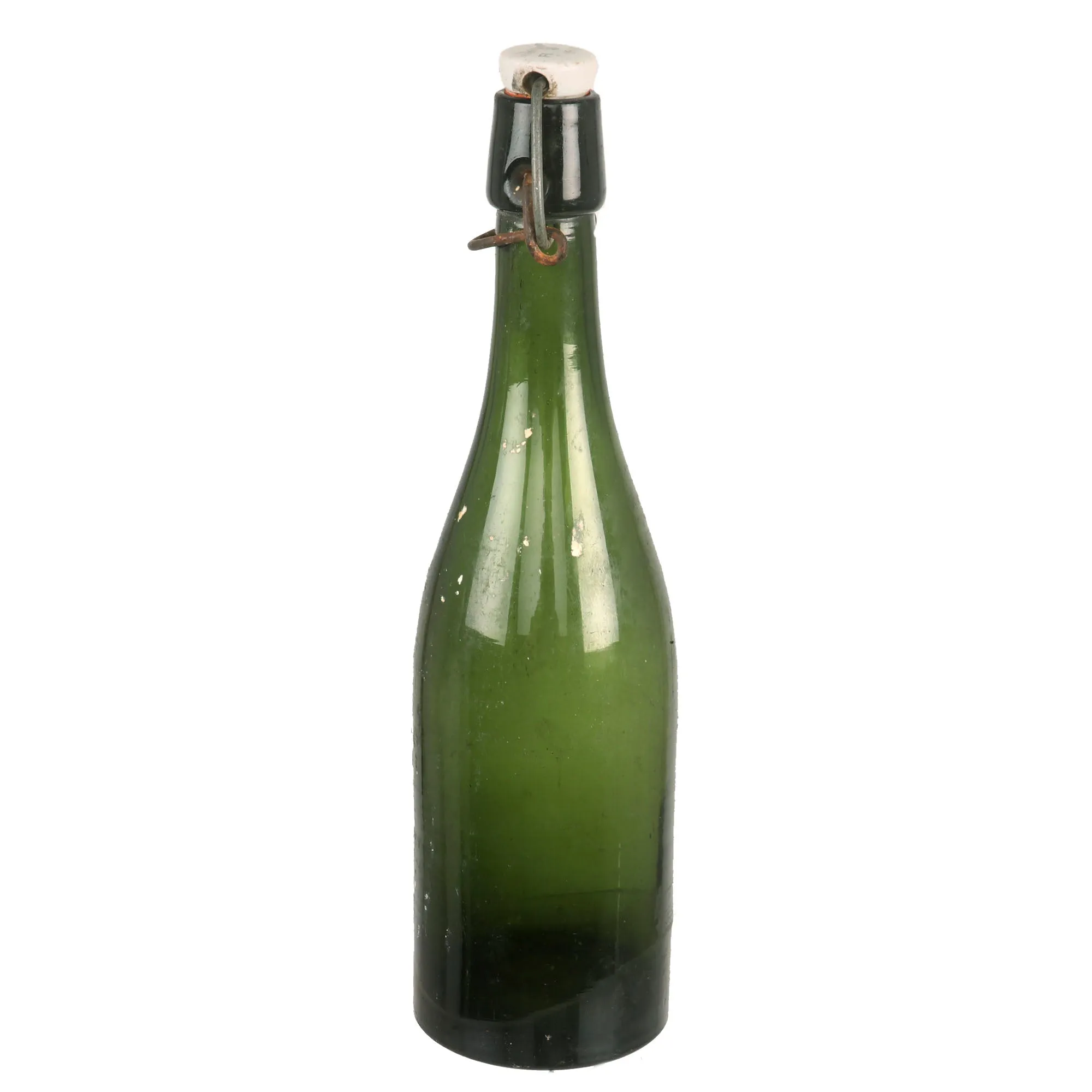 Original German WWII Luftwaffe FL UV Marked Green Glass Wine Bottle - dated 1944