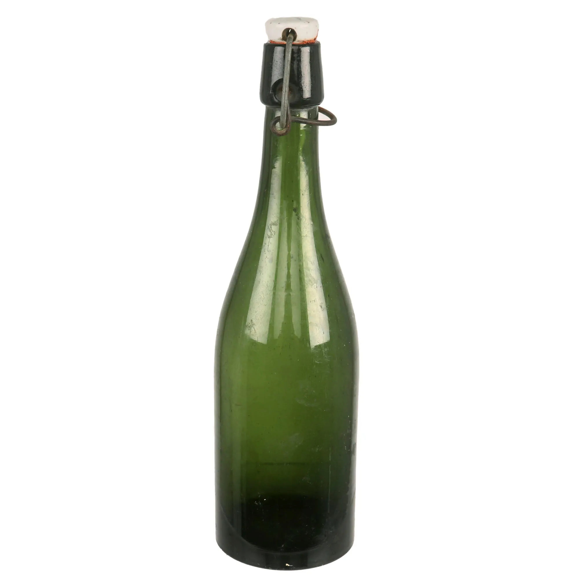 Original German WWII Luftwaffe FL UV Marked Green Glass Wine Bottle - dated 1944