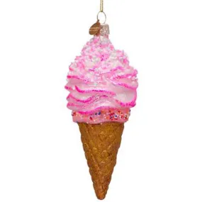 Ornament Glass Pink Ice Cream H15cm