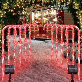 Outdoor Christmas Decorations,12 Pack 28in Solar Christmas Candy Cane Pathway Marker Lights with Two Solar Panel,96 Red LEDs 8 Modes Xmas Decorations for Holiday Walkway Patio Garden Yard Lawn Decor