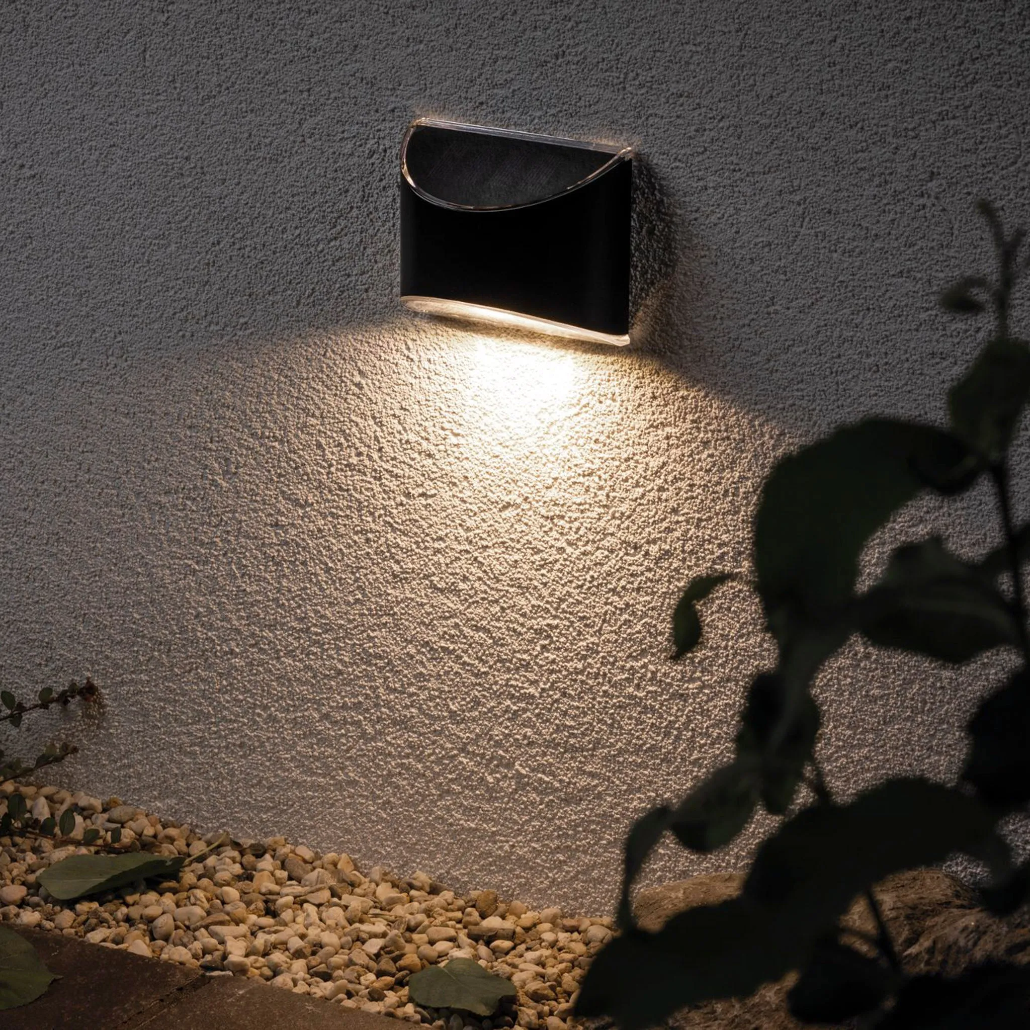 Outdoor Elliot 0.05W LED Solar Pathway Wall Light with Dusk Sensor in Anthracite