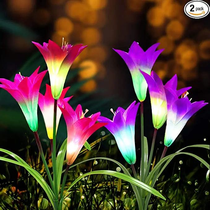 Pack of 2 Solar Flower Garden Lights