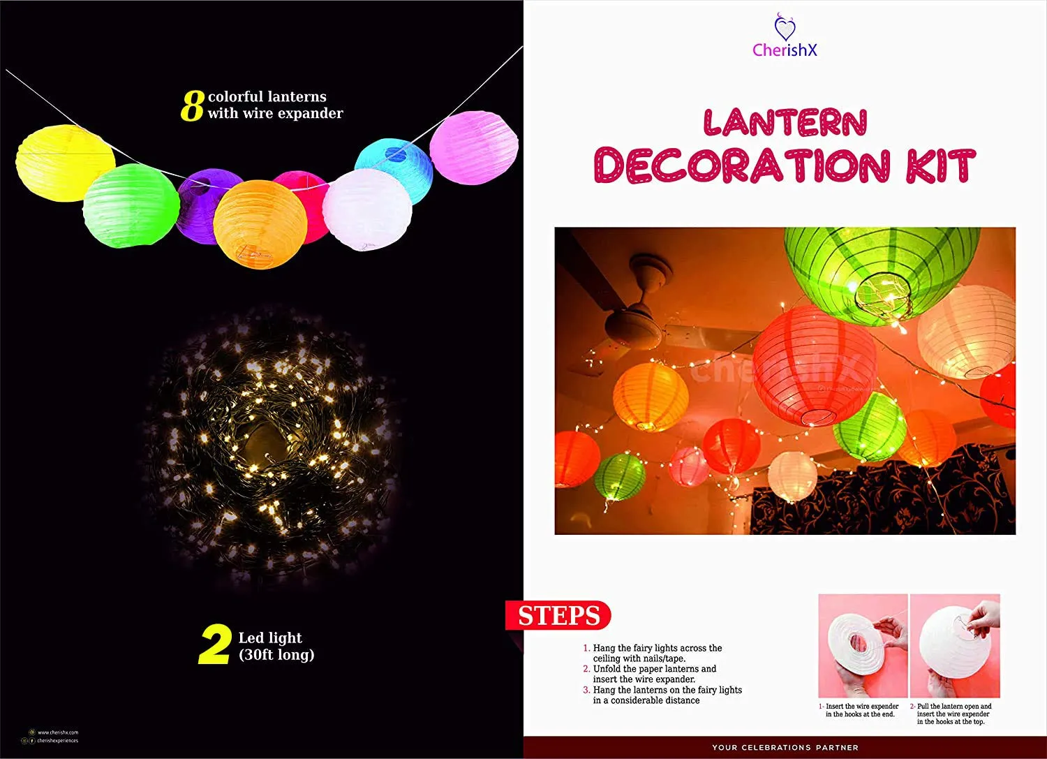 Paper Lanterns - Colorful Pack of 8 Pcs