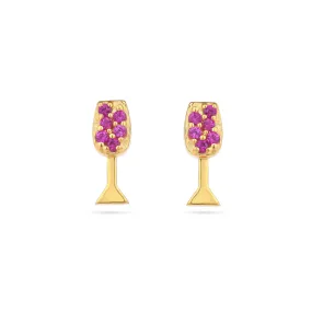 Party Wine Glass Tiny Stud Earrings| Red & White Wine - From Purl