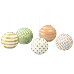 Pastel Mini Foil Stamped Paper Lanterns