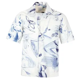 Paul Smith Floral Wine Glass Reg Fit SS Shirt in Off White