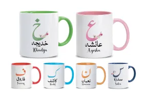 Personalized Arabic Initial Mug - Custom Arabic Name Monogram Coffee Cup, Islamic Name Calligraphy Mug, Eid Gifts, Unique Islamic Art Gifts