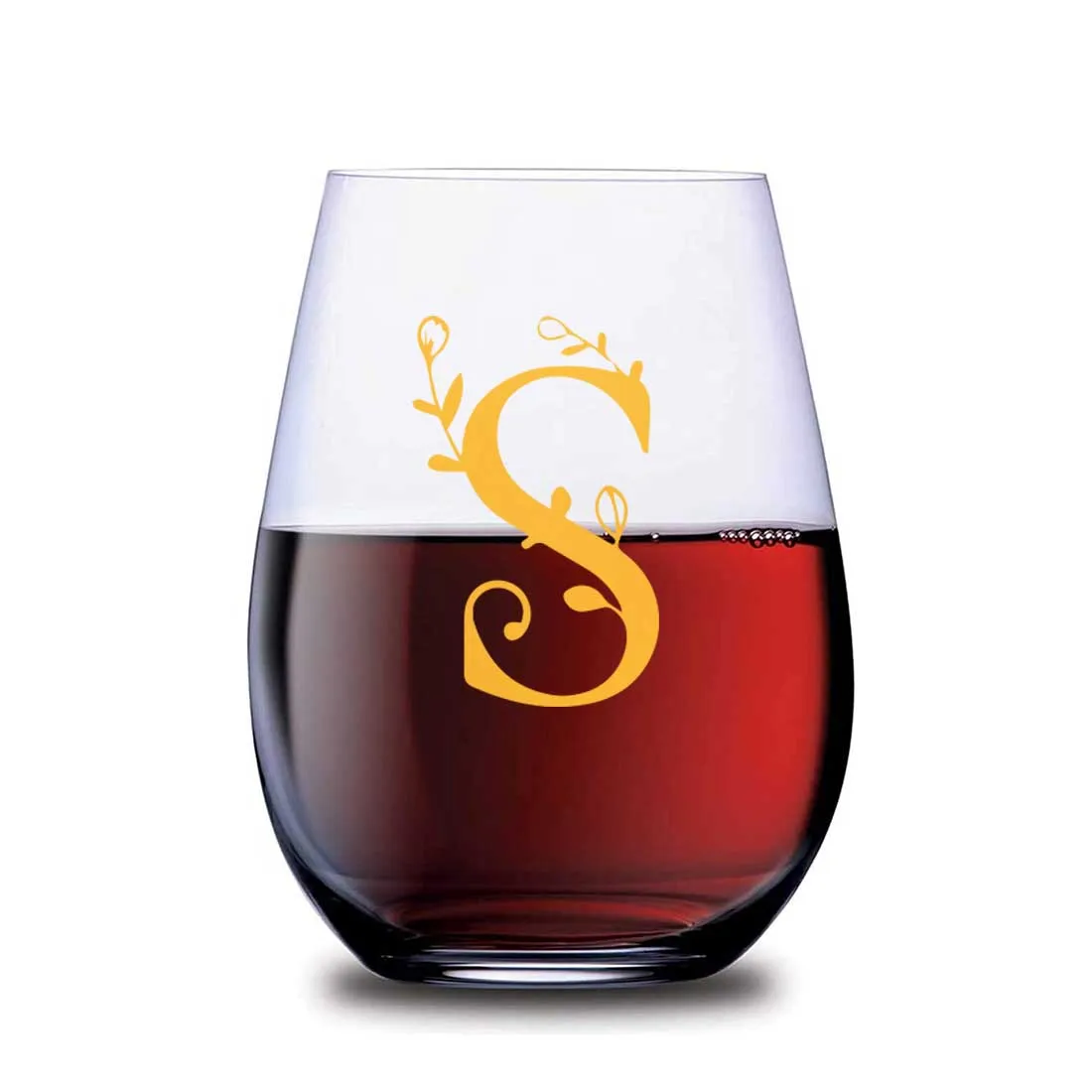 Personalized Cocktail Glass Single Custom Wine Glass - Monogram Floral