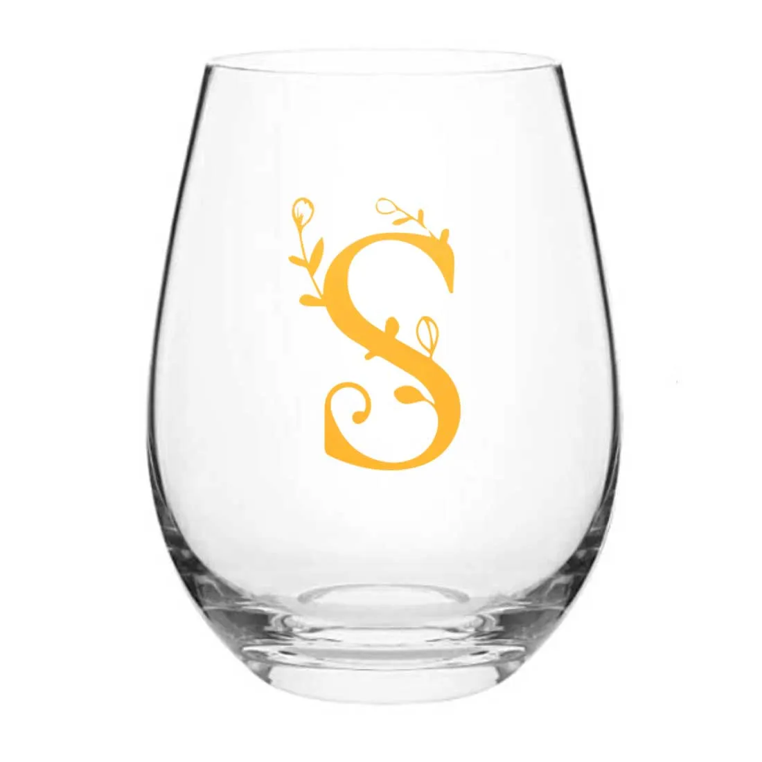 Personalized Cocktail Glass Single Custom Wine Glass - Monogram Floral