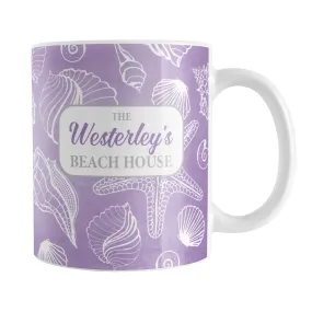 Personalized White Seashell Pattern Purple Beach Mug