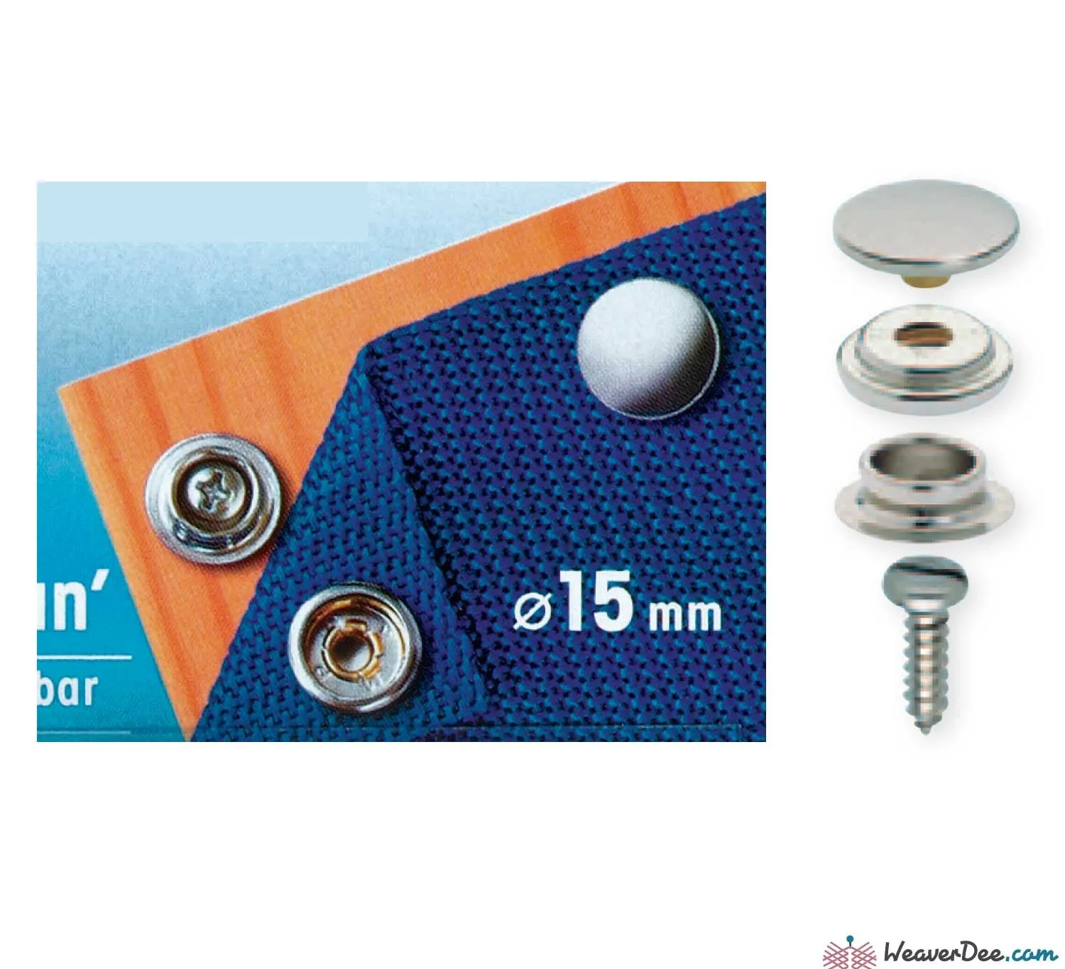 PRYM Press Studs (No-Sew) Caravan & Yacht - Silver 15mm: Pack of 10