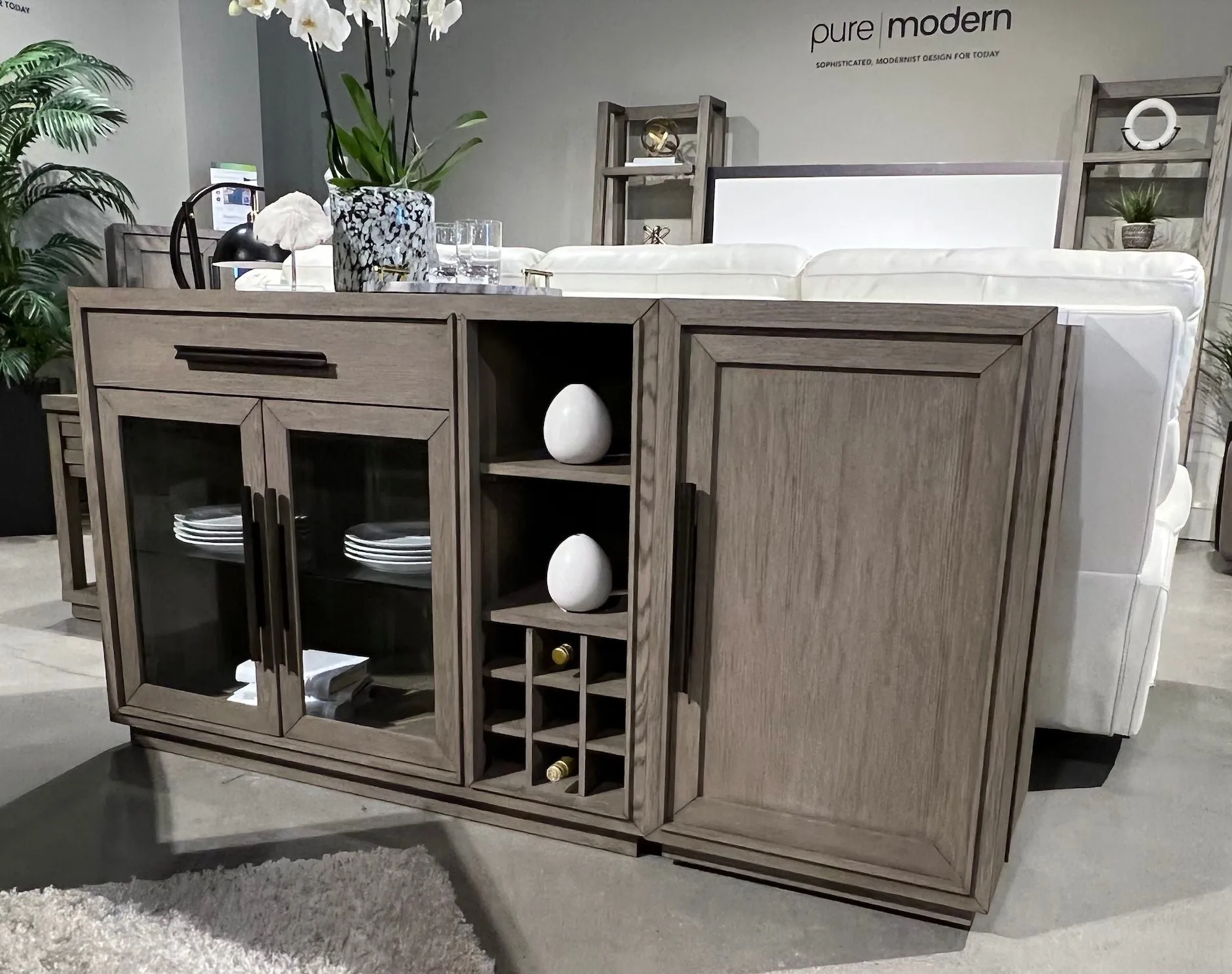 Pure Modern Dining - Multi-functional Server With Bar Cabinet - Moonstone