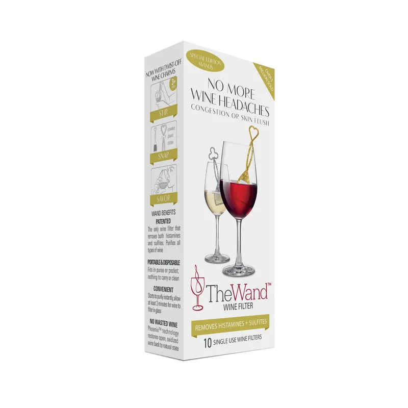 PureWine The Wand Gold/Silver Plastic Wine Filter