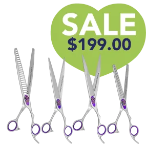 Purple 4 Grooming Shear Set in a Case by PetStore.Direct