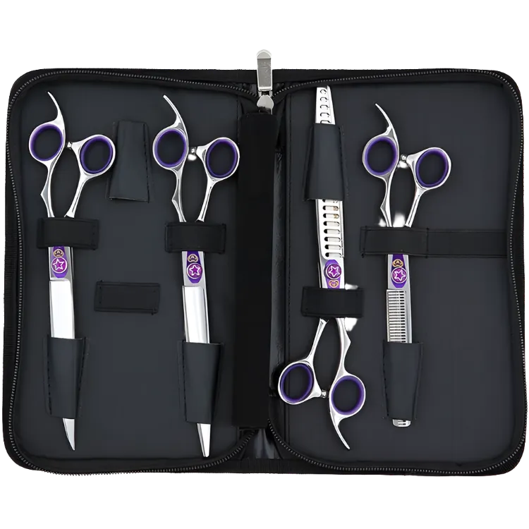 Purple 4 Grooming Shear Set in a Case by PetStore.Direct