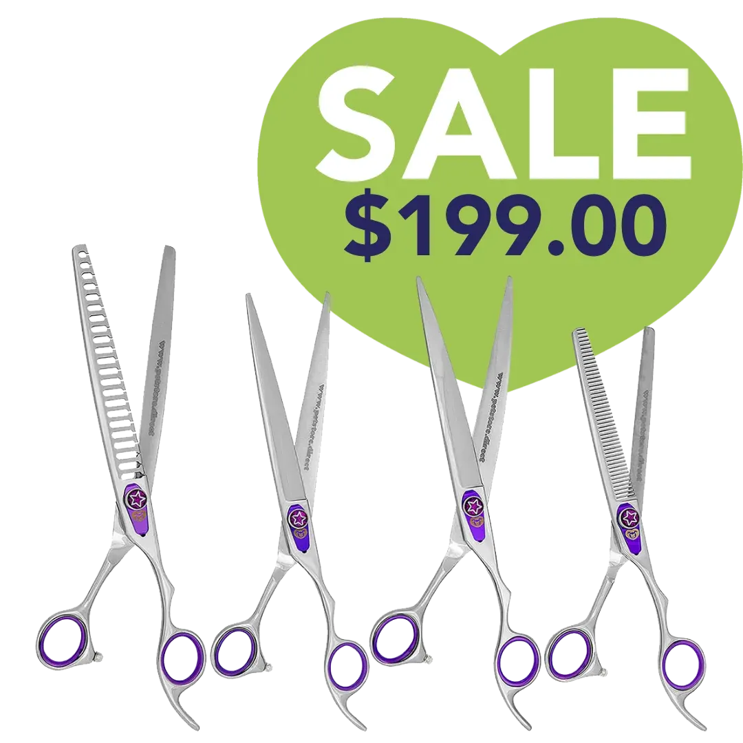 Purple 4 Grooming Shear Set in a Case by PetStore.Direct