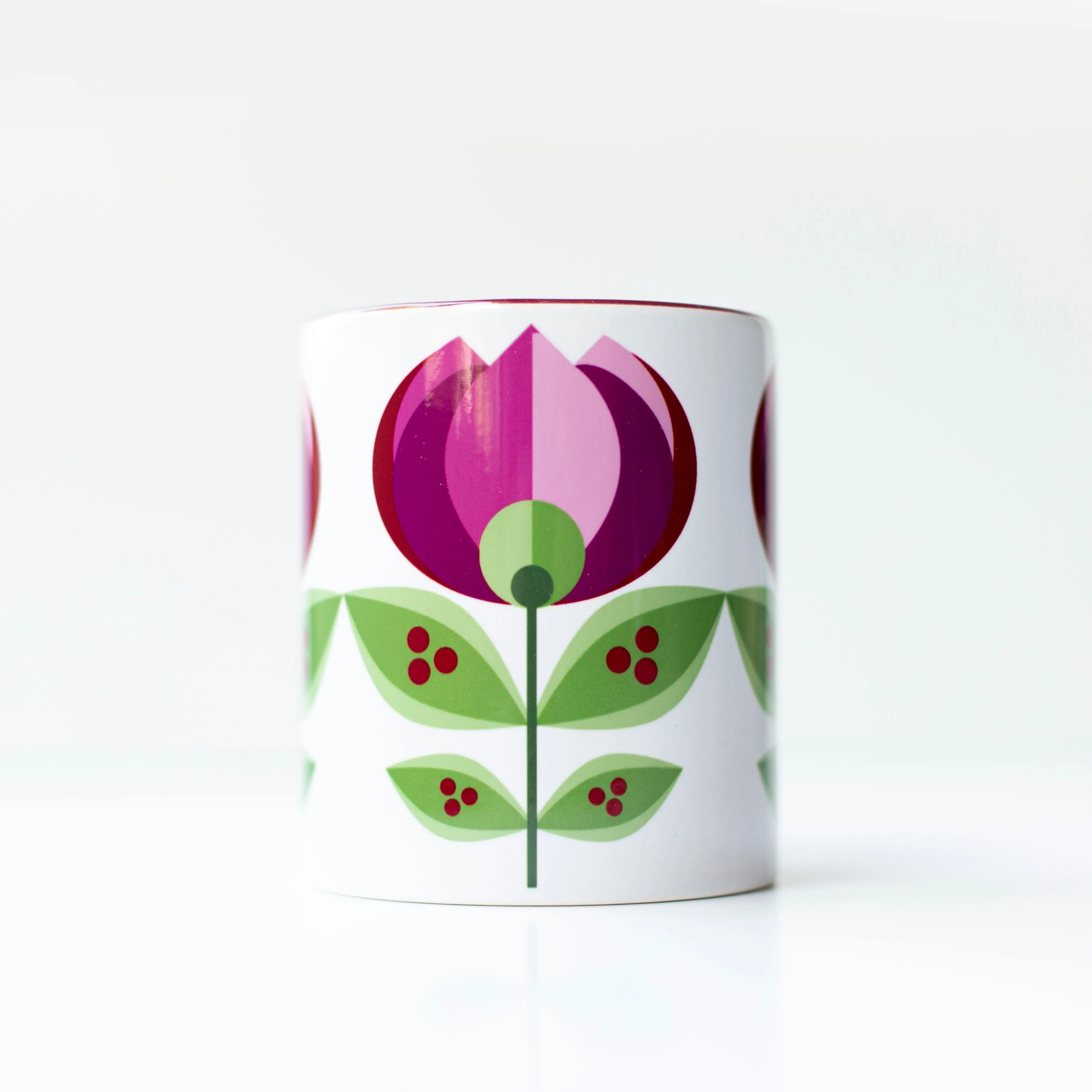 Purple Tulip Flower Mid Century Modern Coffee Mug