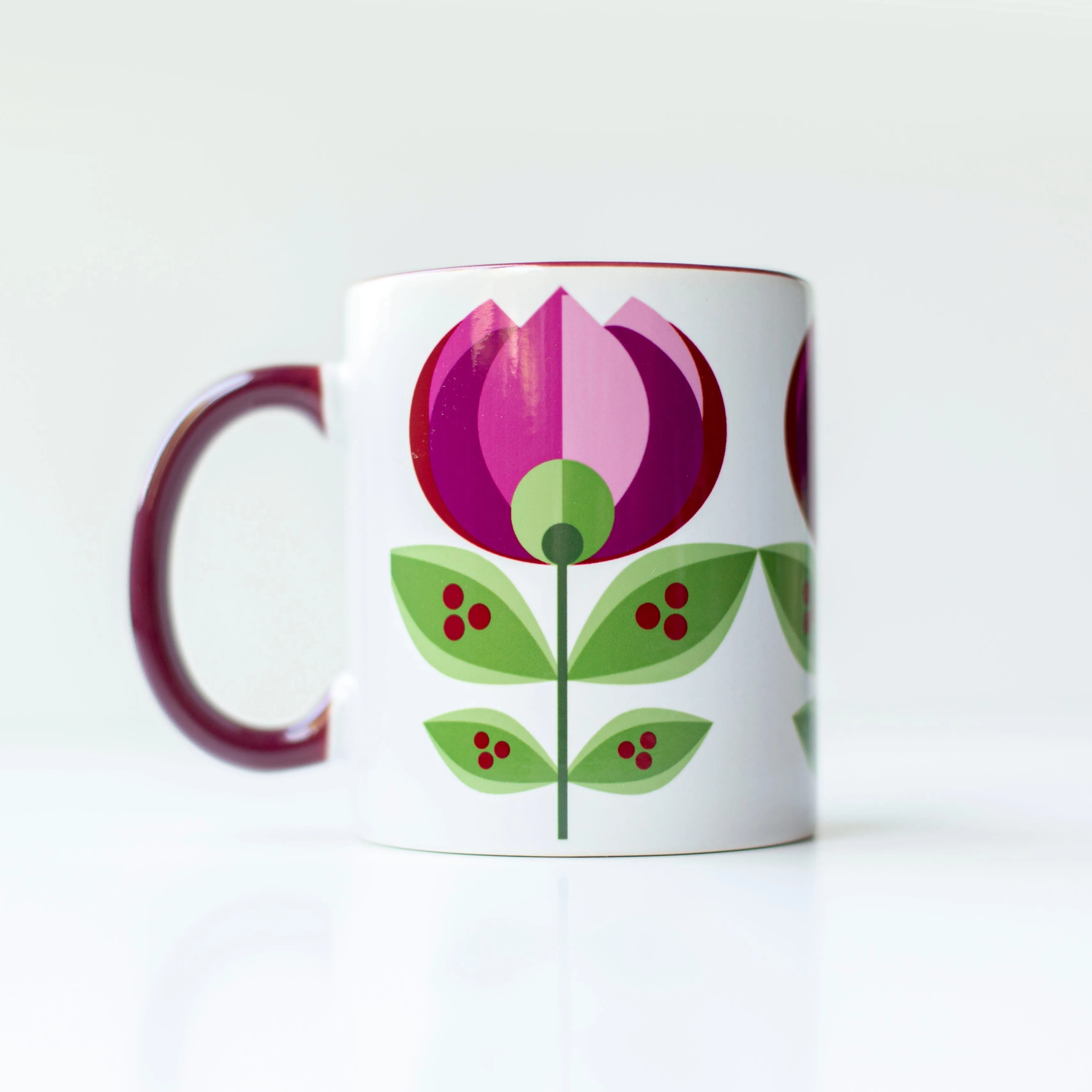 Purple Tulip Flower Mid Century Modern Coffee Mug