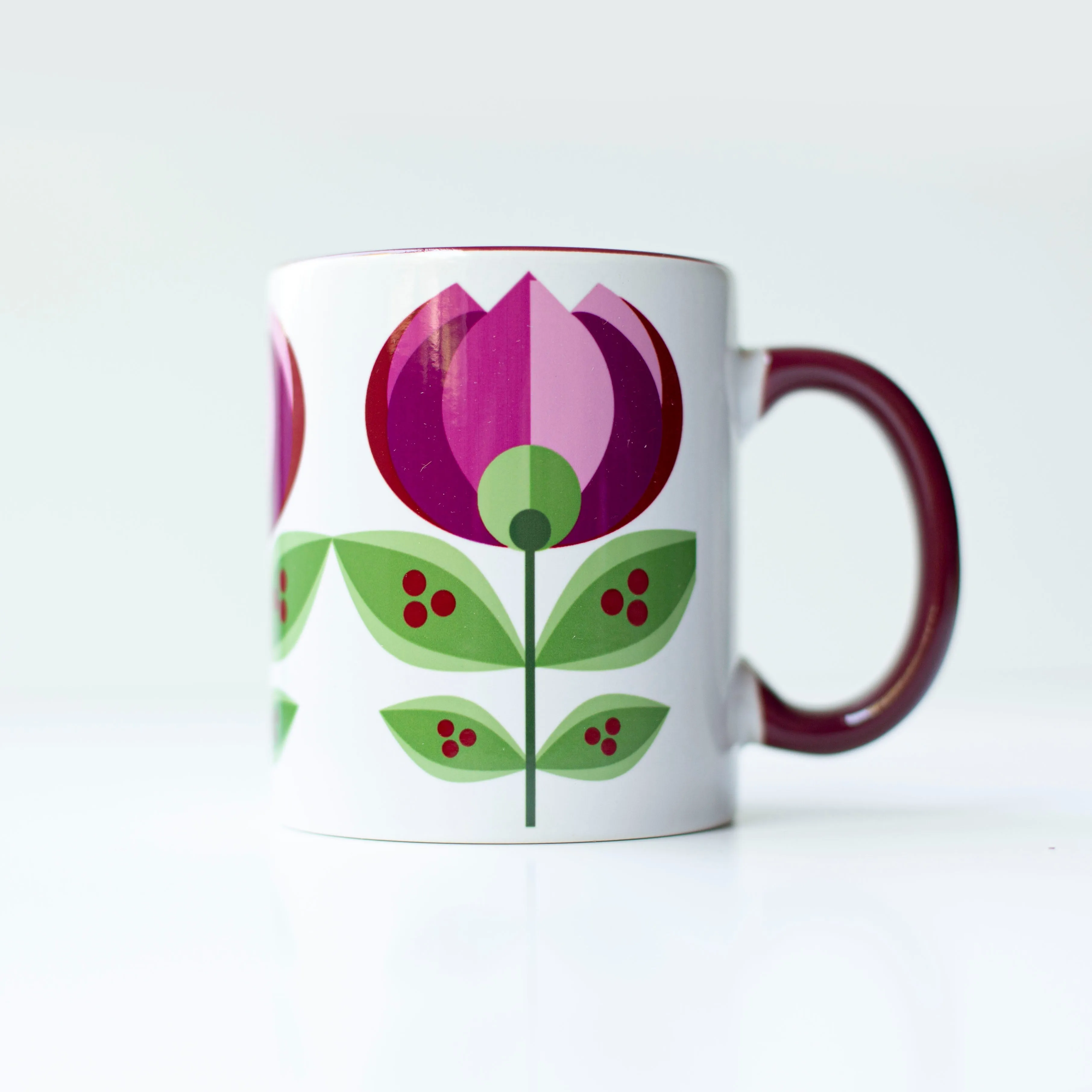 Purple Tulip Flower Mid Century Modern Coffee Mug