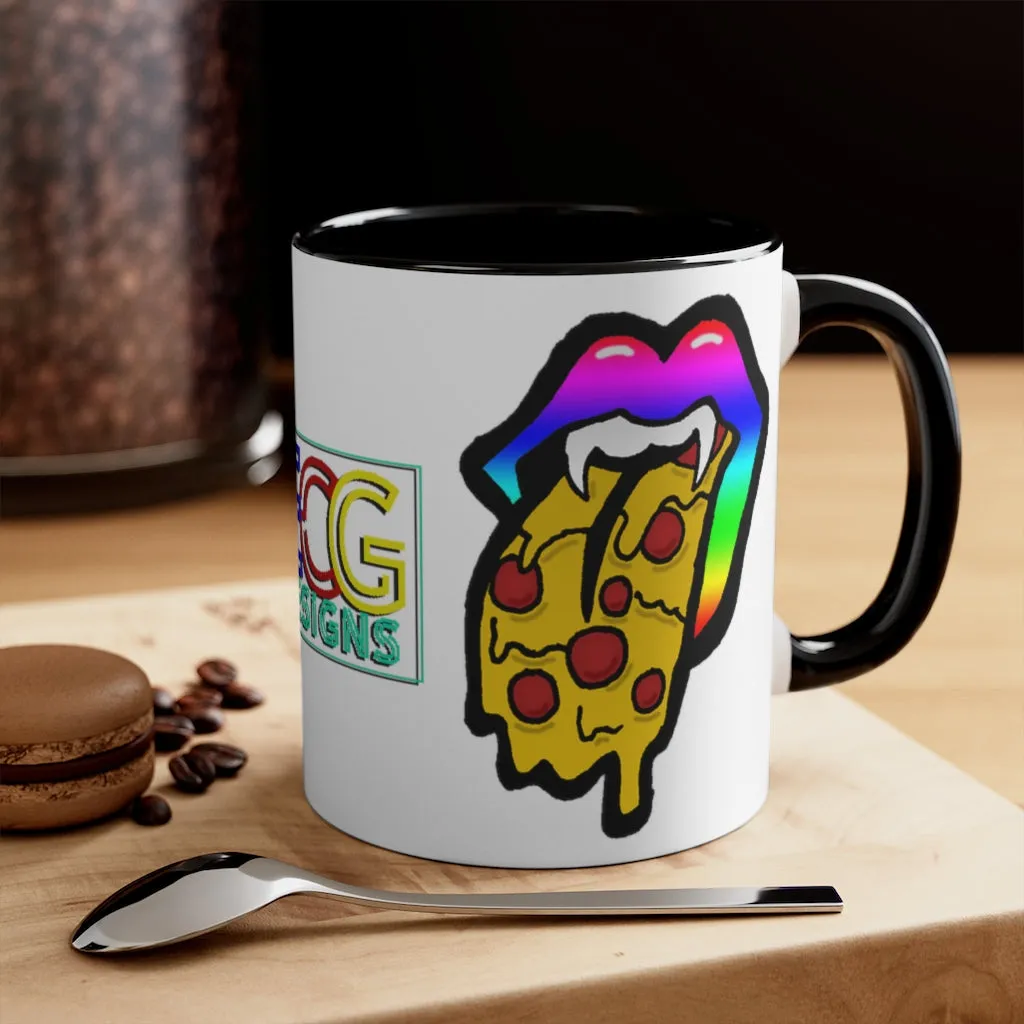 Rainbow Pizza Tongue Accent Coffee Mug, 11oz