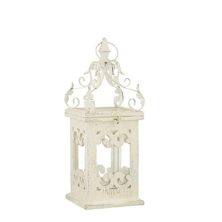 Raz Imports Al Fresco Distressed White Lantern