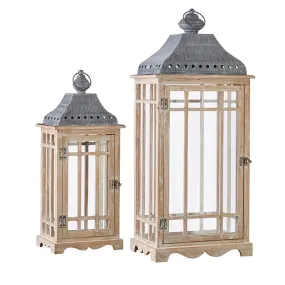 Raz Imports Yuletide Gathering 28.5" Whitewashed Lantern, Set of 2