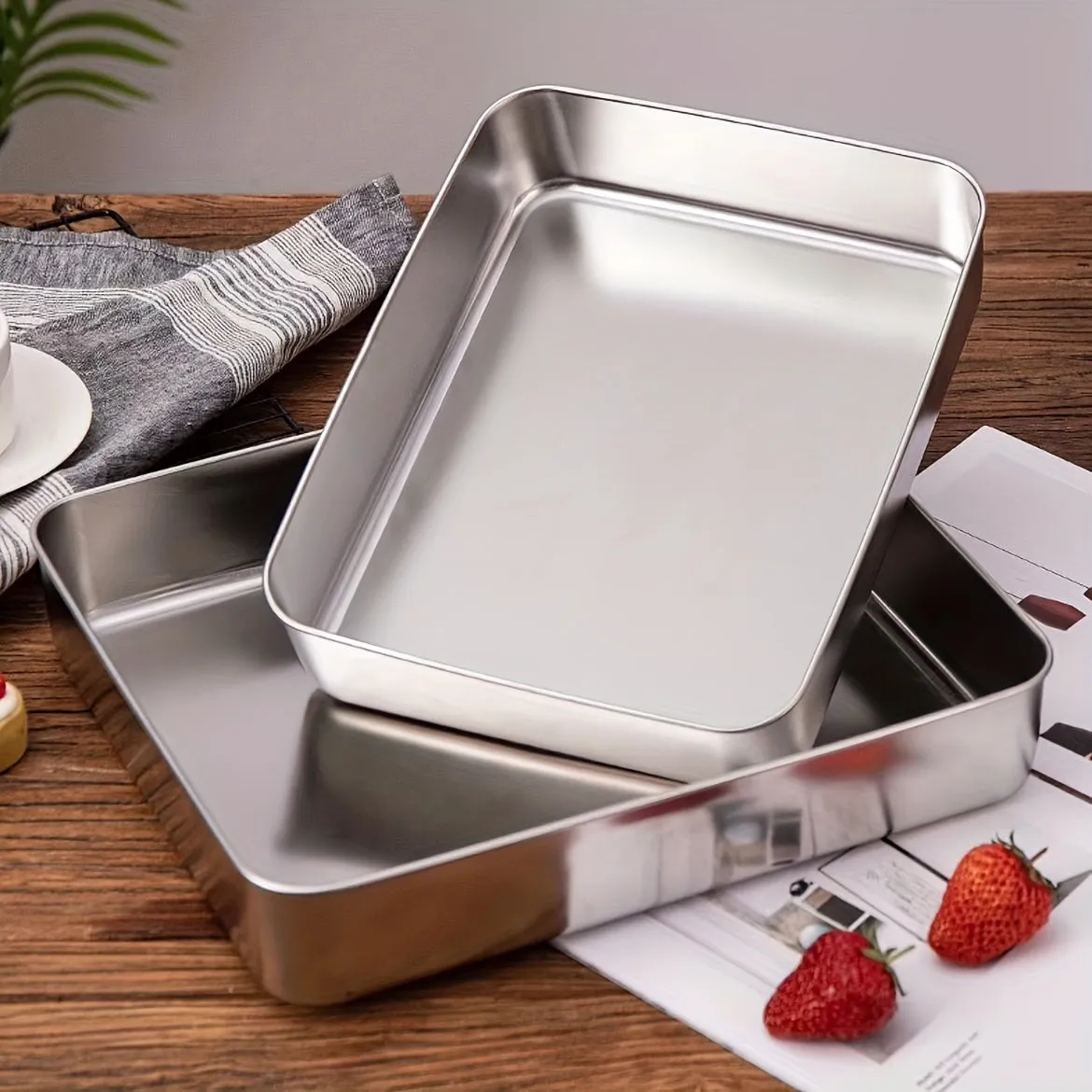 Rectangular Stainless Steel Baking Sheet Perfect for Tiramisu  more